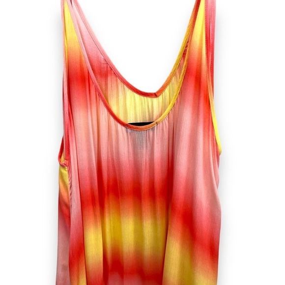 Aqua Swim Dress Womens Small Orange Yellow Tie Dye Maxi Cover Up Resortwear - Picture 8 of 9